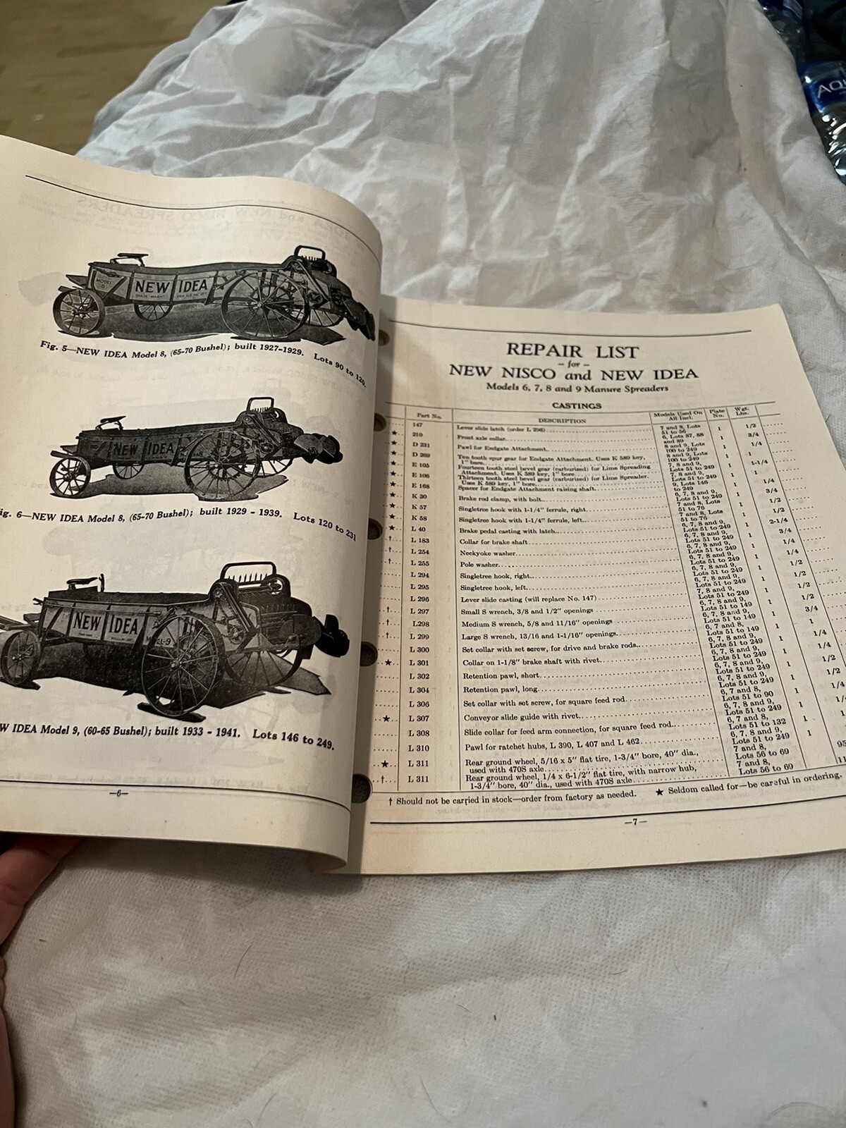 New Idea 1947 Repair Parts List Manure Spreaders S-43 Nisco Model 6 7 8 9 Vintag
