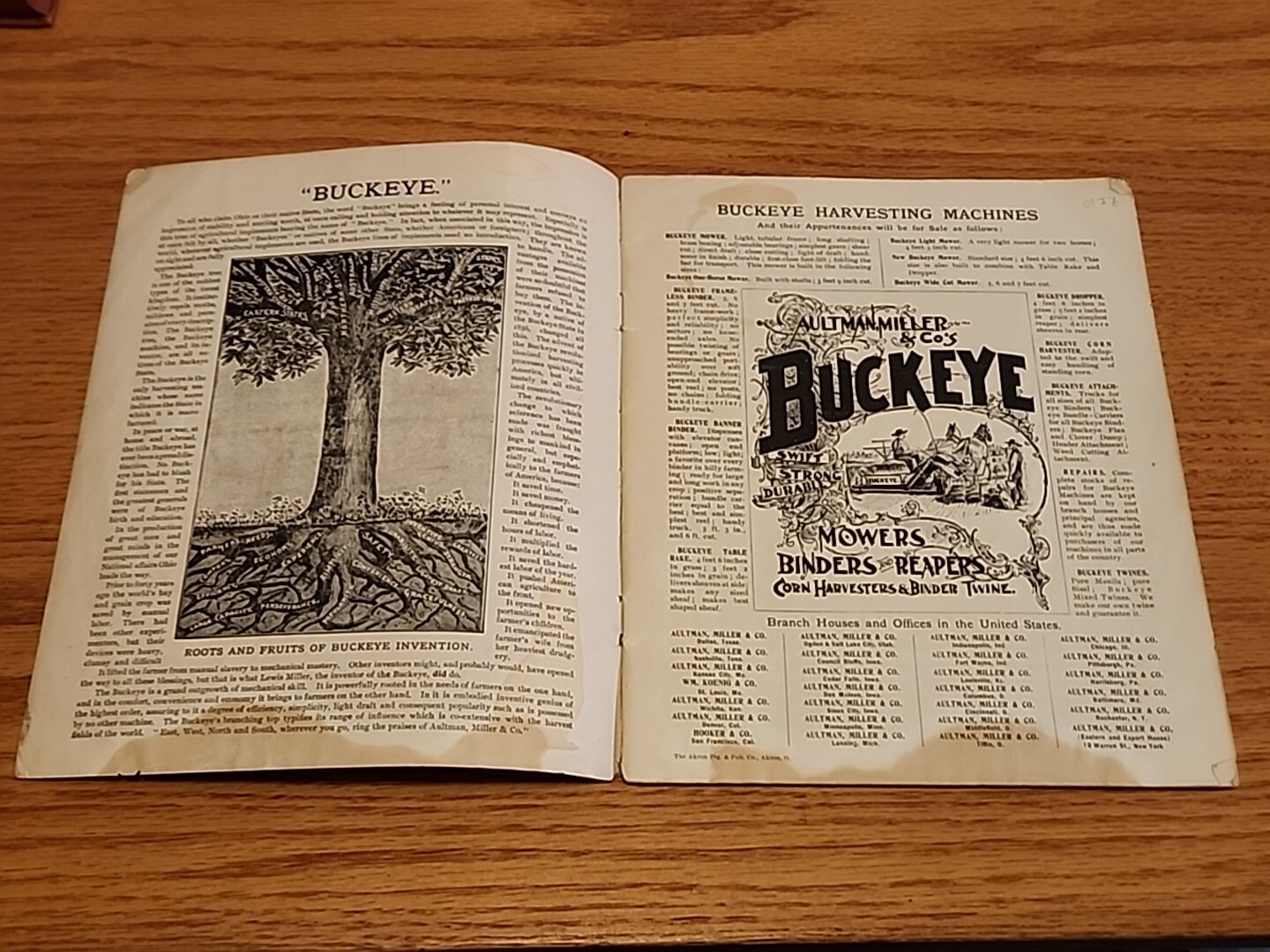 1896 Buckeye Harvesting Machines Aultman Miller Co Catalog Farm Implements