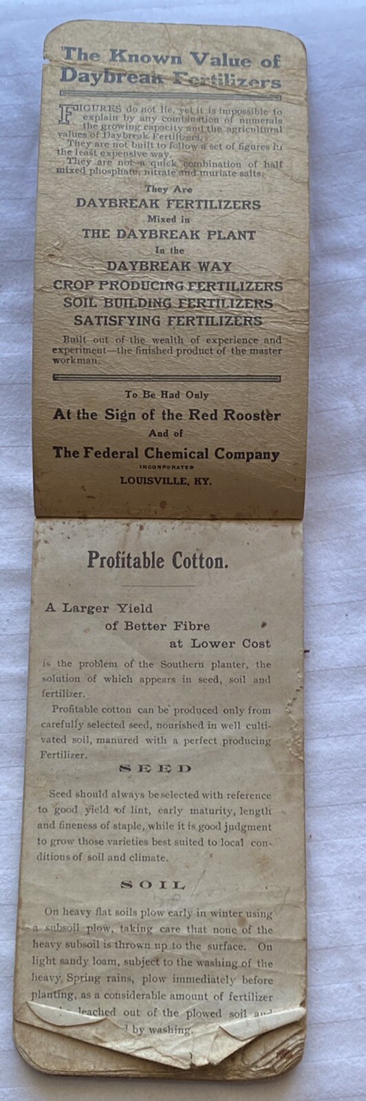 DAYBREAK FERTILIZER Federal Chemical Louisville KY Ad Brochure AGRICULTURE 1930s