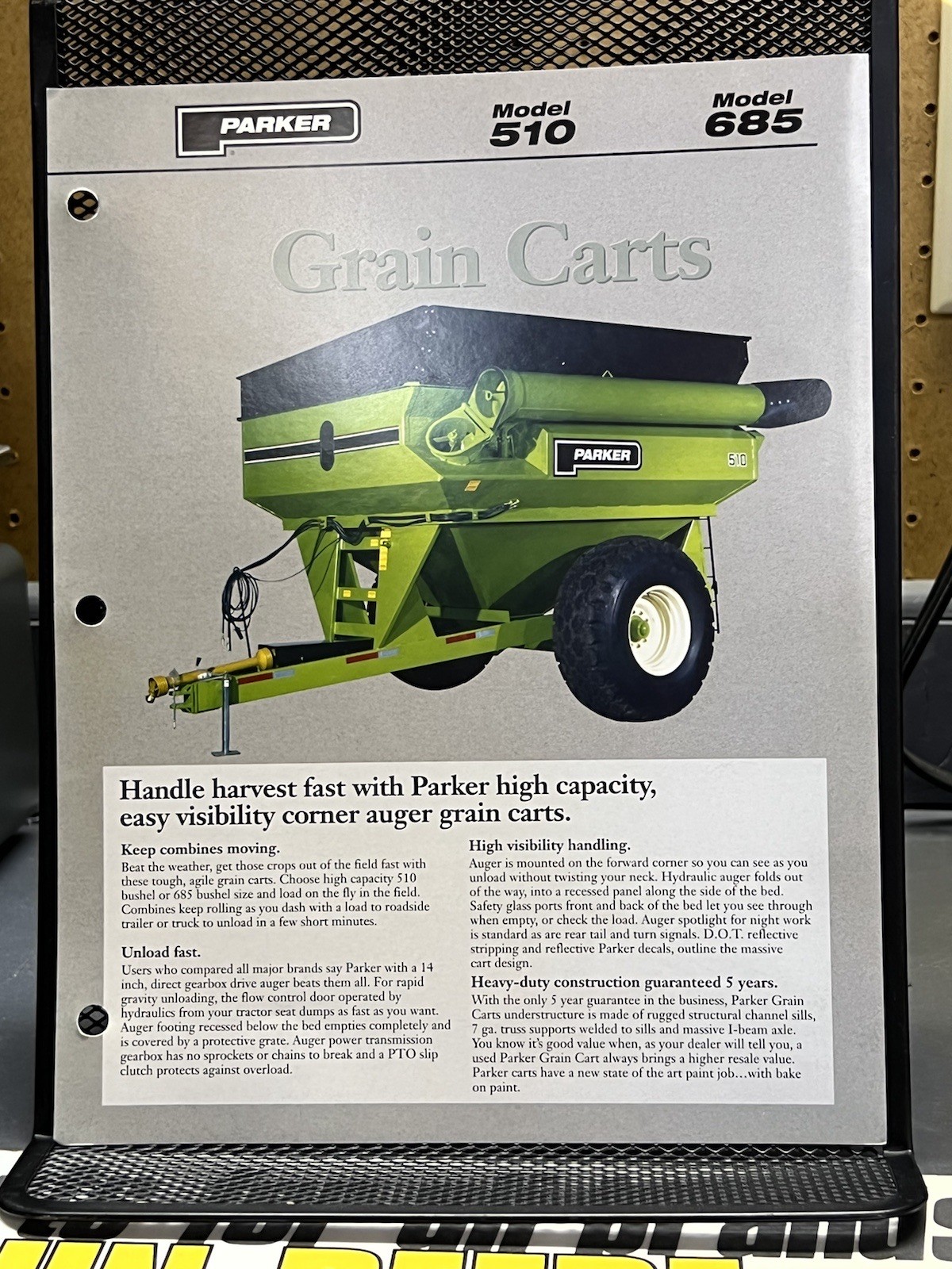 1995 Parker Industries 510 685 Grain Cart Brochure Jefferson IA Grain Chariots