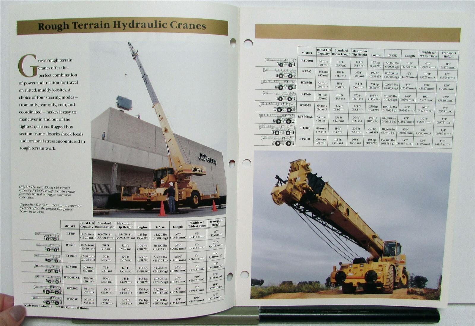 1996 Grove Mobile Cranes Specifications Construction Sales Brochure