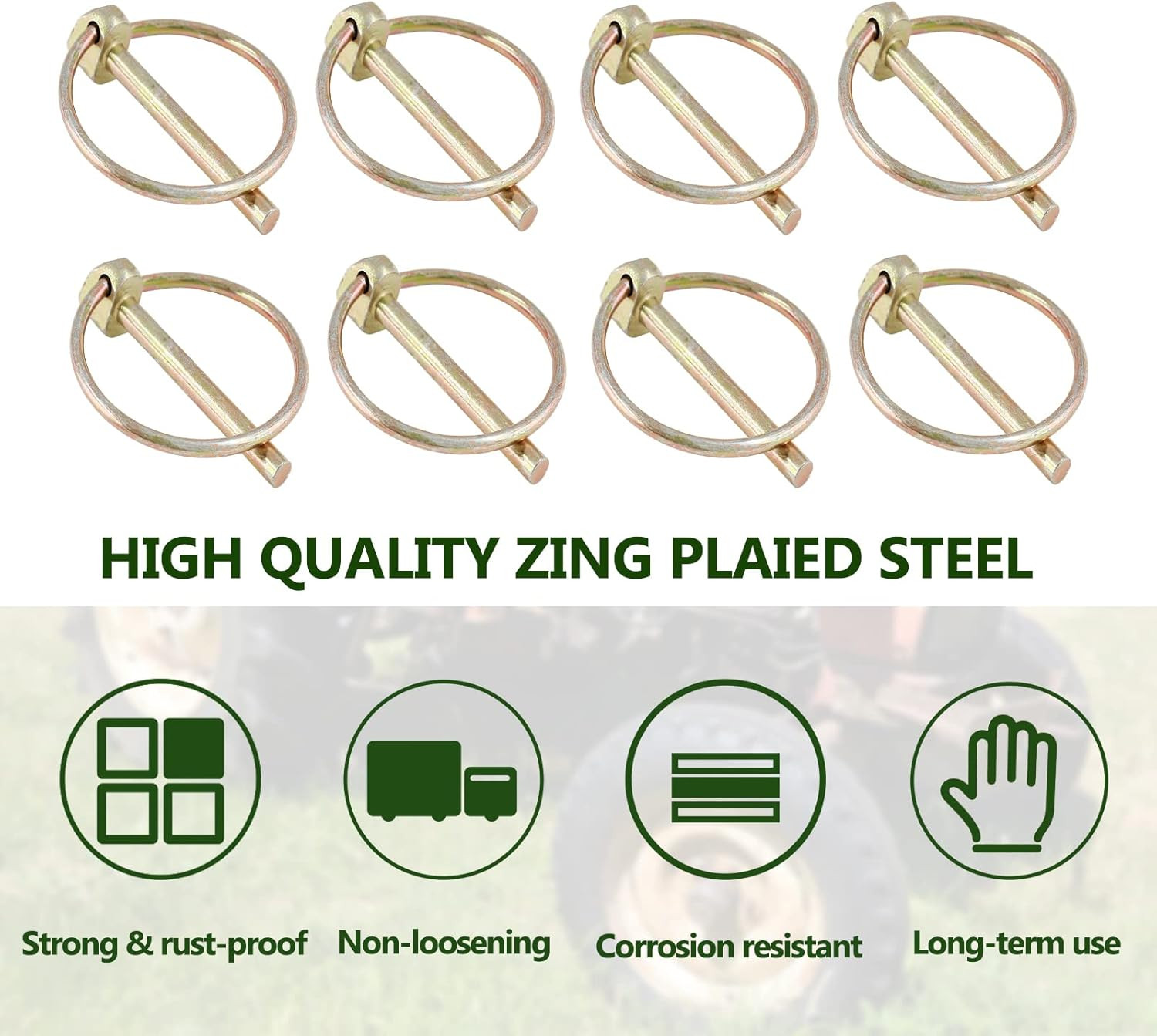 12 PCS Heavy Duty Linch Pin with Ring, 3/16&Prime; X 1-1/2&Prime; Linch Pins for Trailer Tro