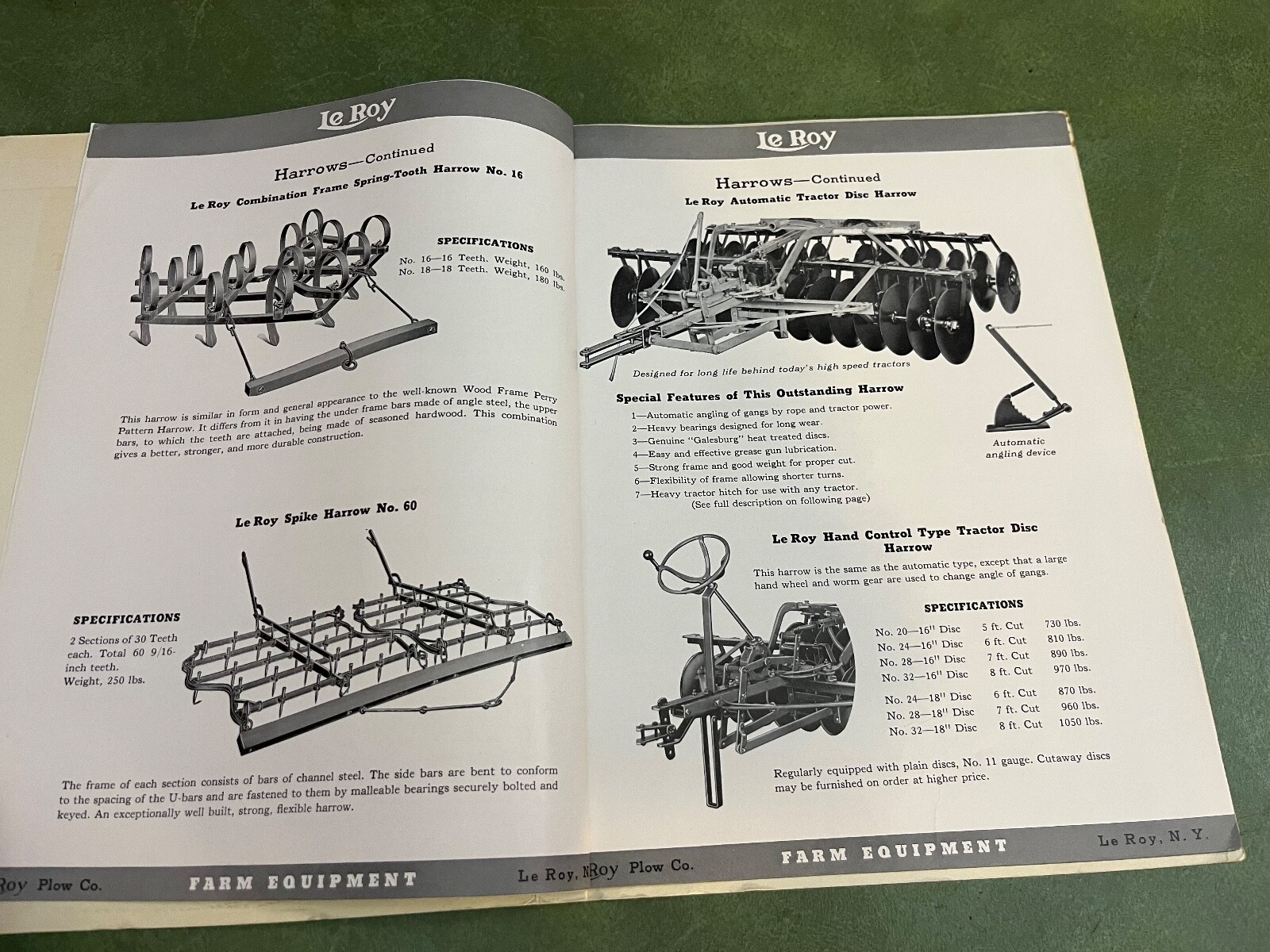 Original Le Roy Farm Equipment Sales Catalog