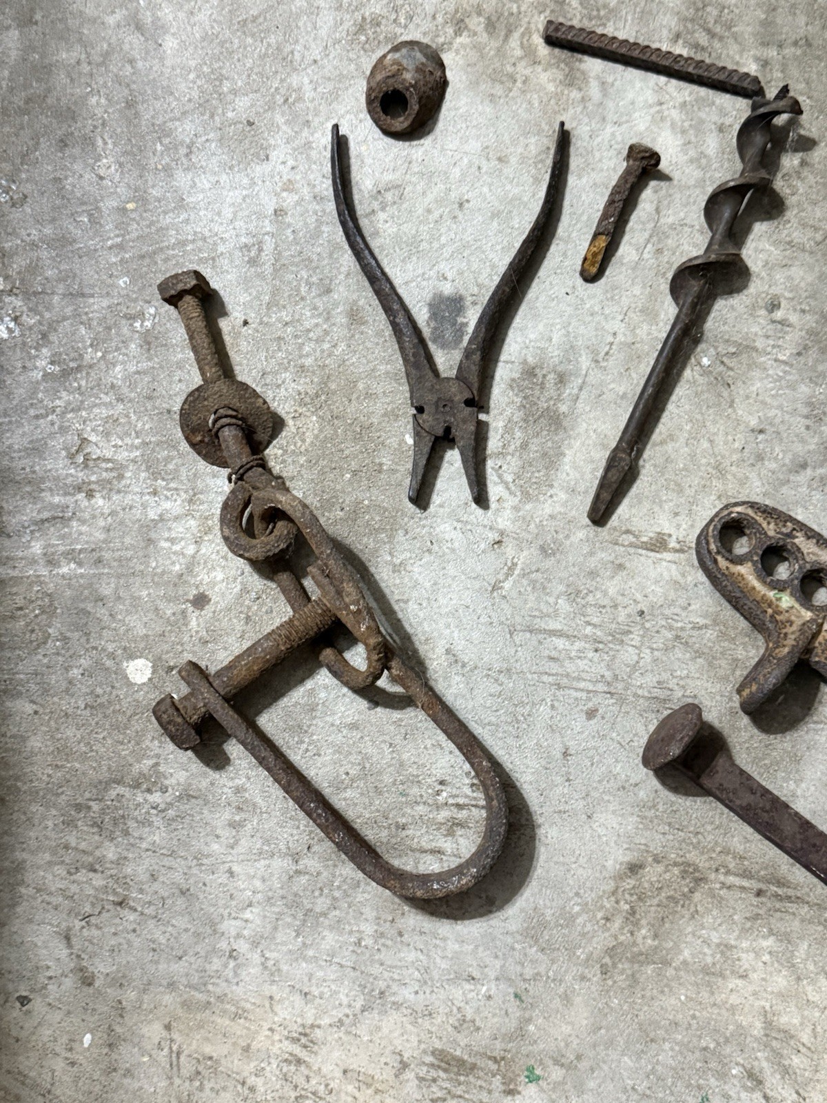 Old Rusty Farm Implements And Tools. Decorative Vintage