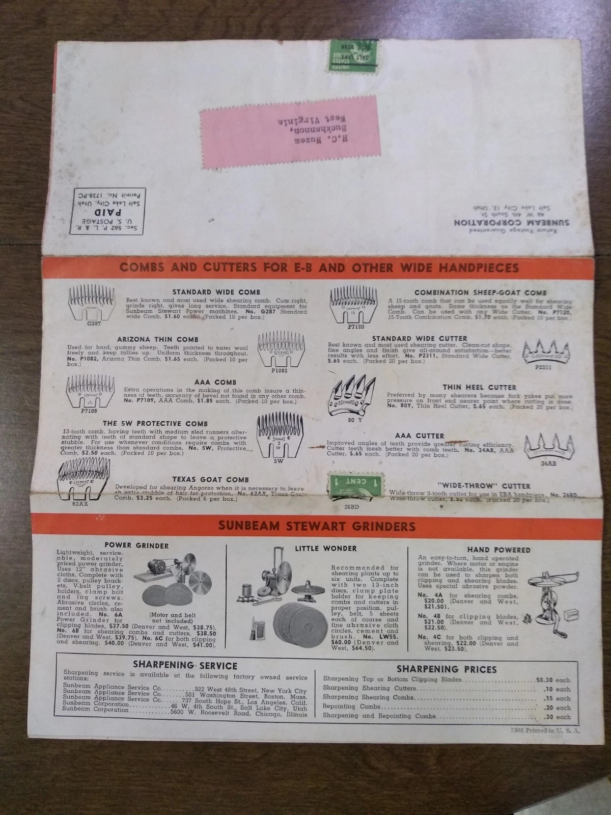 Sunbeam Stewart Shearing Clipping Equipment Catalog Pamphlet Vintage Farming Ad