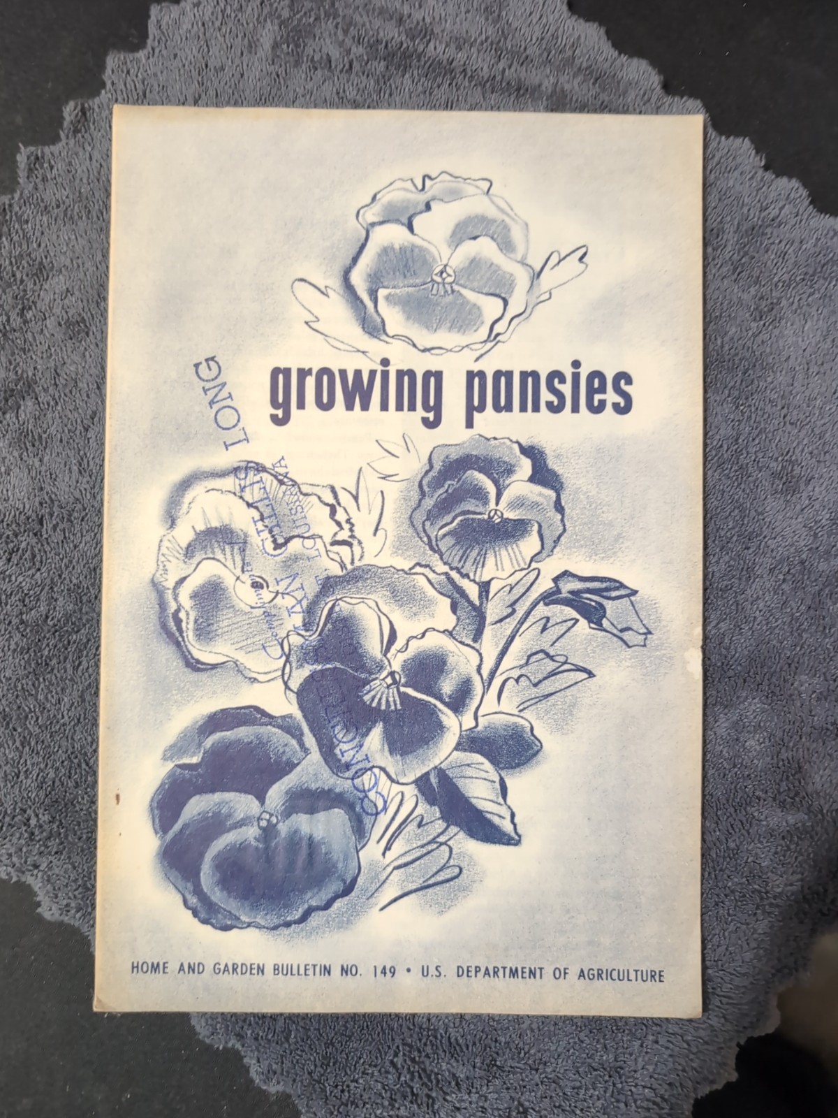 Vintage U.S. Department Of Agriculture Growing Pansies Pamphlet Flower Congress