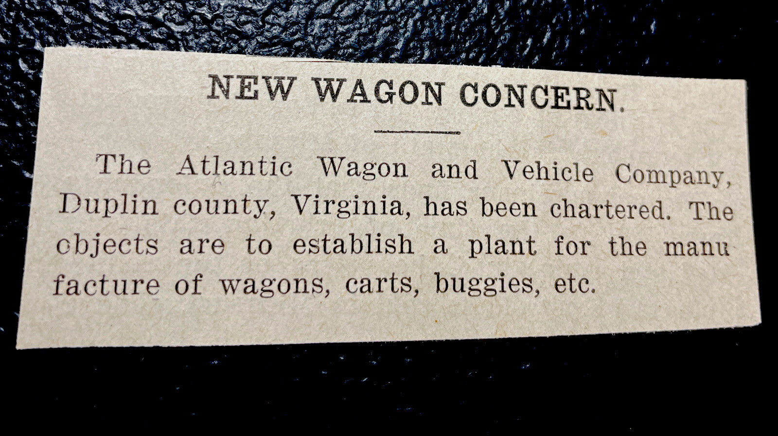 1907 Atlantic Wagon & Vehicle Co. Farm Advertising – Duplin Co. – Virginia