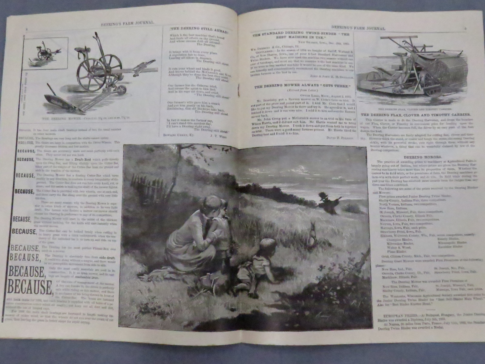 Vintage 1886 DEERING IHC Farm Journal Magazine 16 pages Binder Reaper IH Early!