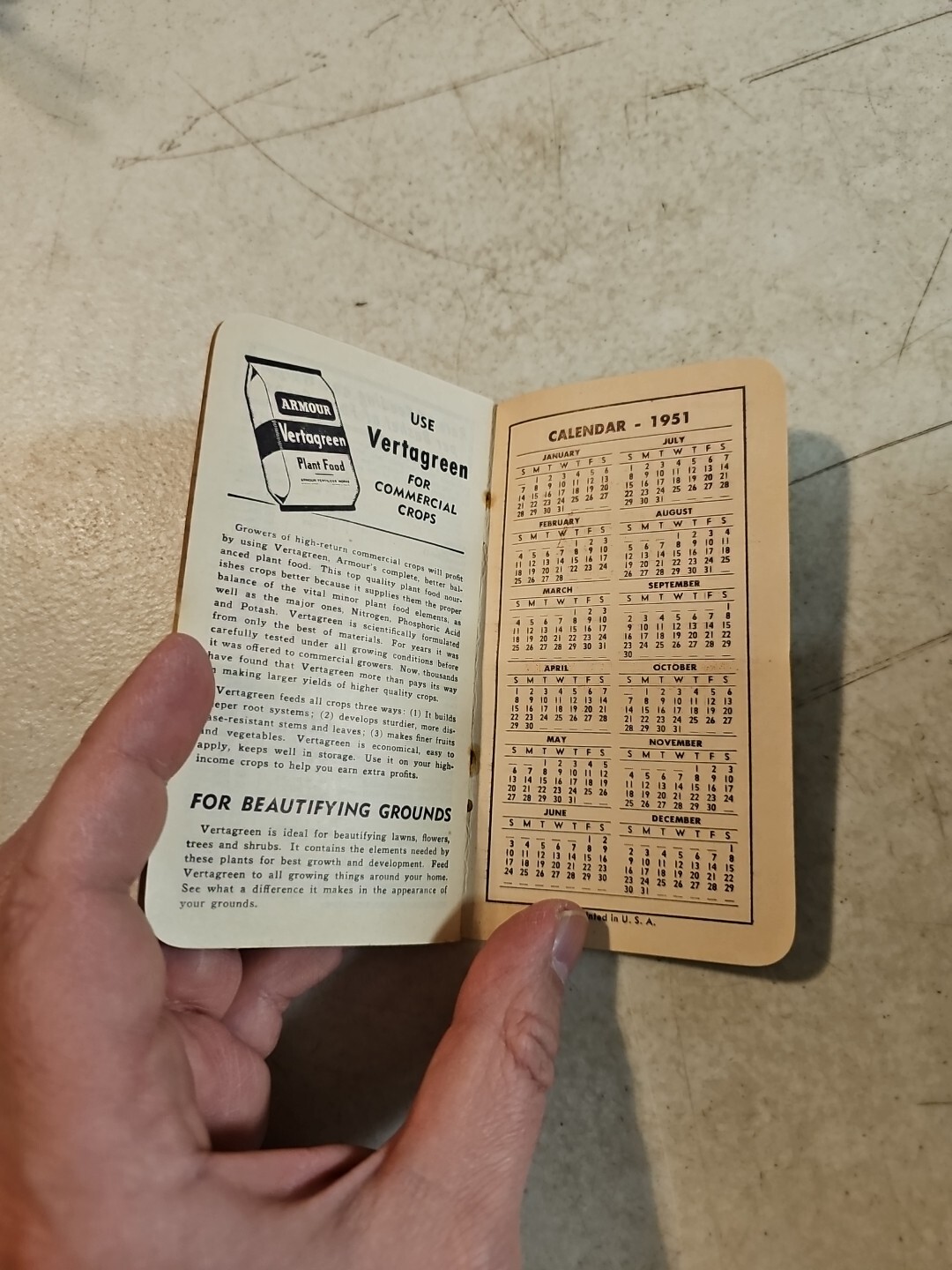 VTG 1950-51 Agriculture Armour&rsquo;s Big Crop Fertilizer&rsquo;s Calendar Notepad
