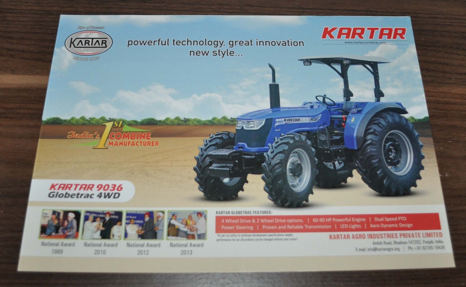 Kartar Tractor Combine Harvester India Brochure Prospekt