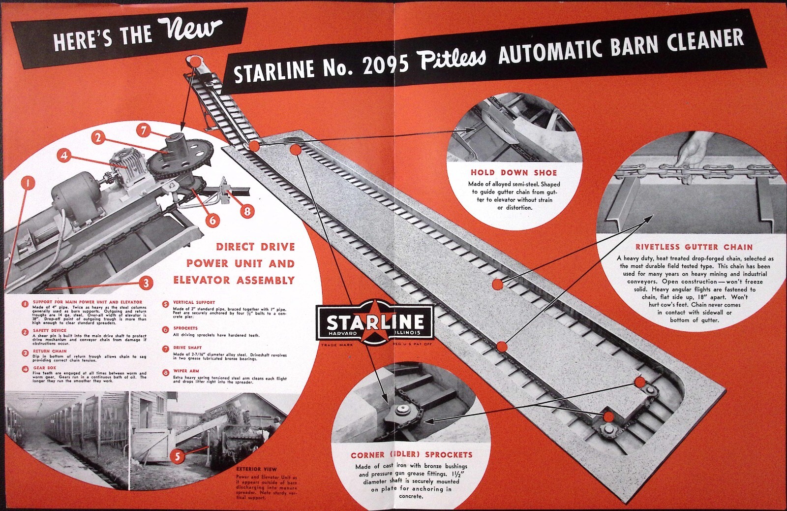 1950s Starline No 2095 Pitless Automatic Barn Cleaner Brochure Starline Inc