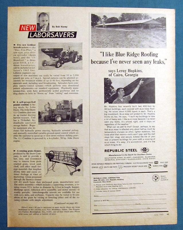Original 1965 Building Products Ad Endorsed by Leroy Hopkins of Cairo Georgia