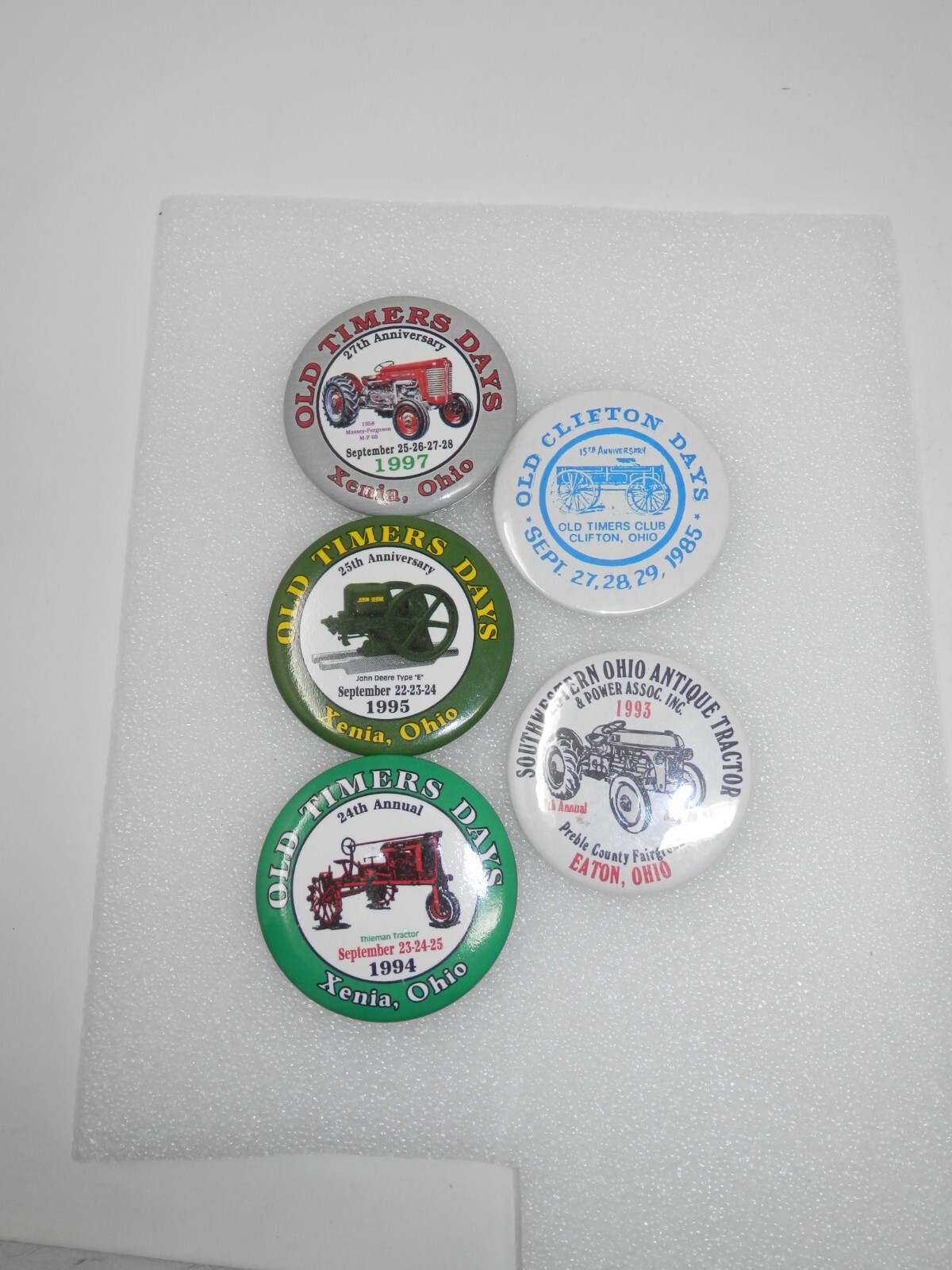 Old Timers Day Steam Threshers Tractor Button Lot – Xenia Eaton Ohio Pin Pinback