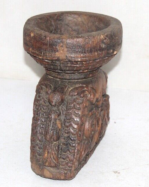 Antique Wooden Agricultulal Seed Spreader Bijni Original Old Hand Carved