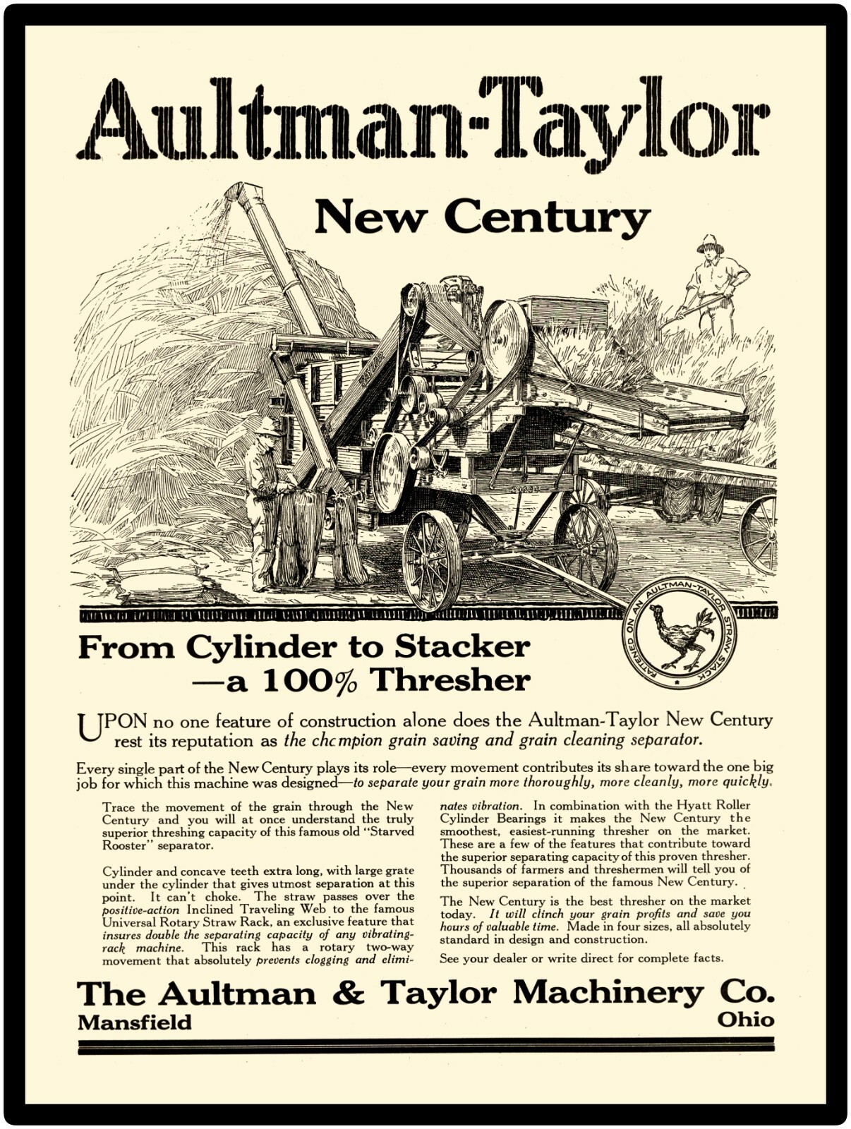 Aultman Taylor Threshers NEW Metal Sign – 24&Prime; x 30&Prime; USA STEEL XL Size, 7 lbs