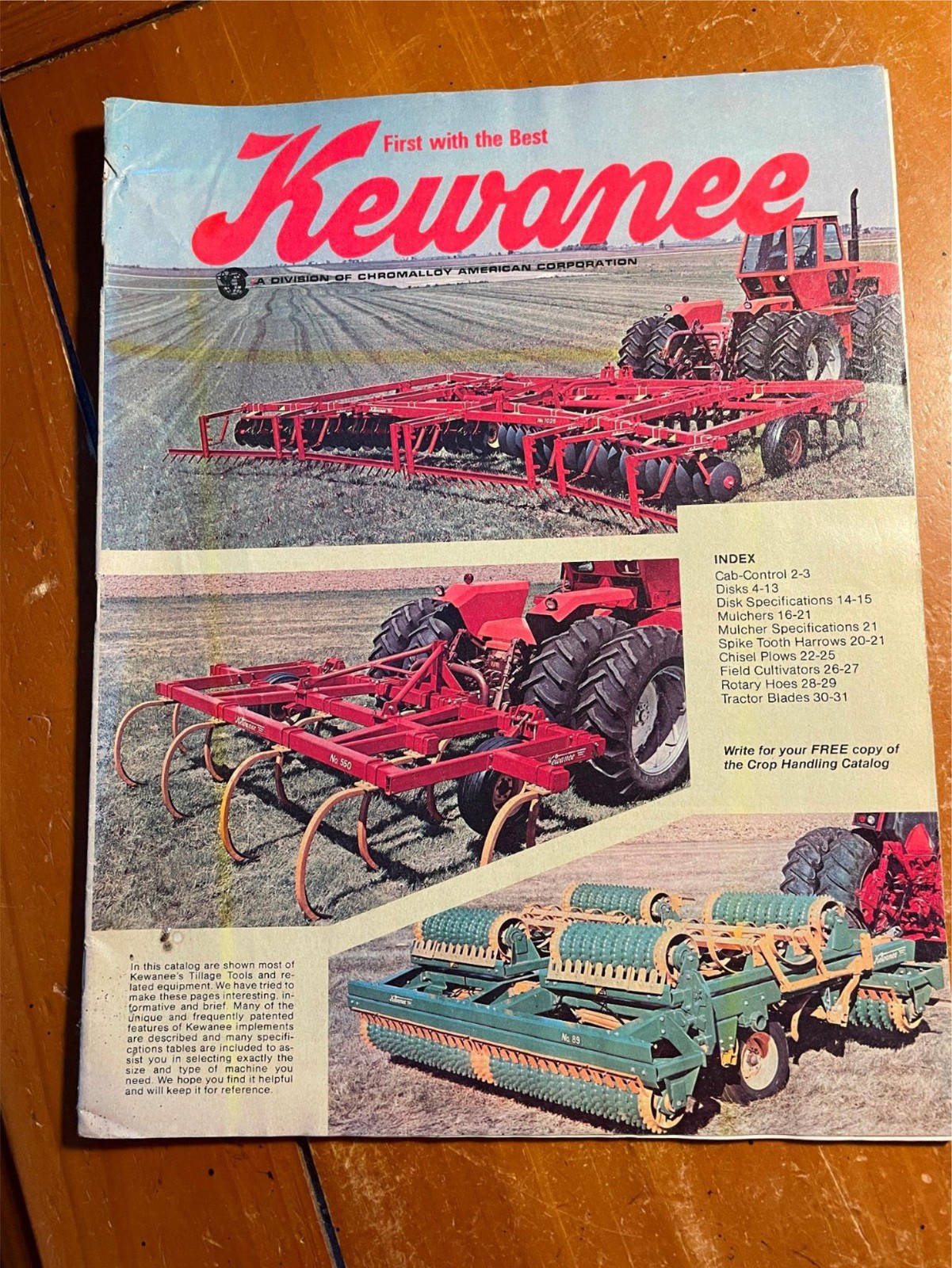 Kewanee Tillage Tools Farm Implement Catalog Brochure 1977 Chromalloy American