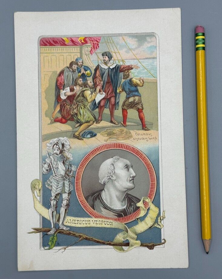 1880s EMERSON TALCOTT Farm Advertising DALLAS Texas TRADE CARD Vespucci Columbus
