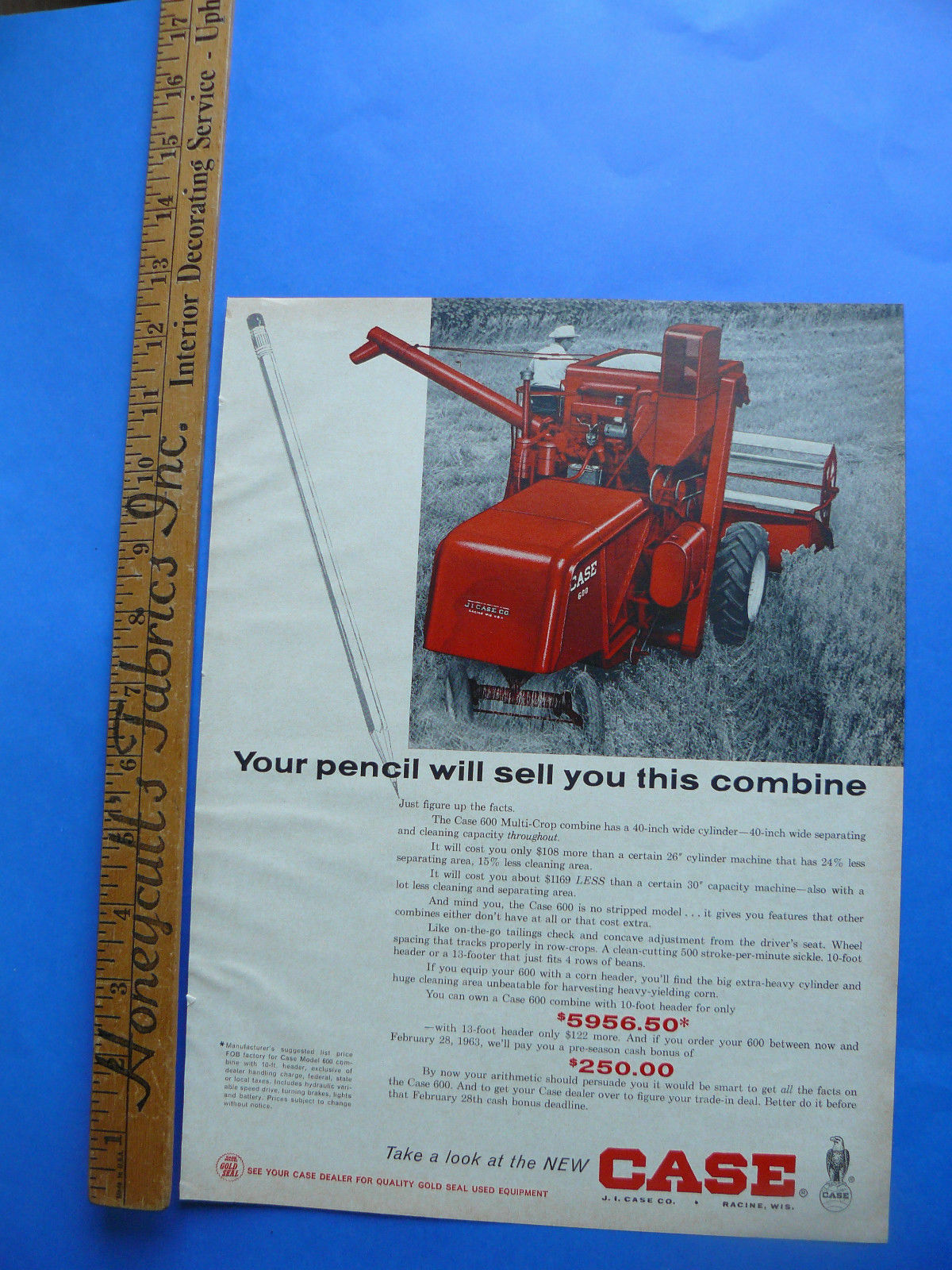 FARM QRTLY-SPRING 1963-AD- CASE 600 MULTI-CROP COMBINE