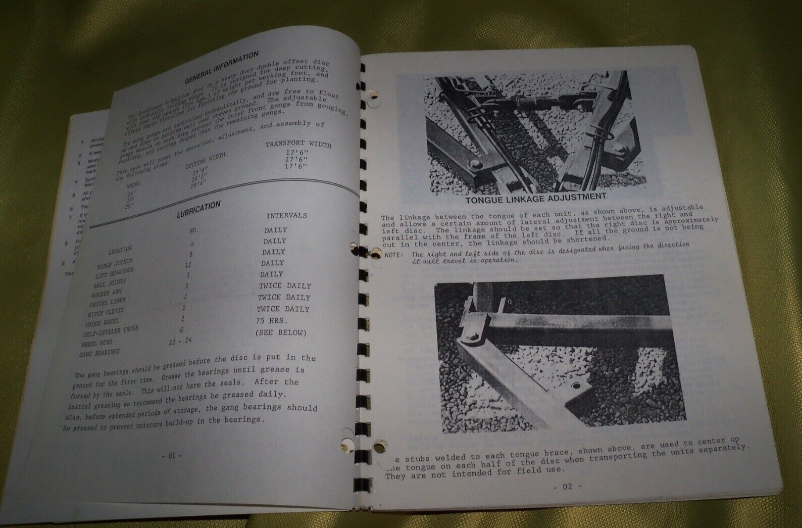 SUNFLOWER 1441 FLEXIBLE DISC 4 SECTION 25&prime;-35&prime; OPERATORS MANUAL