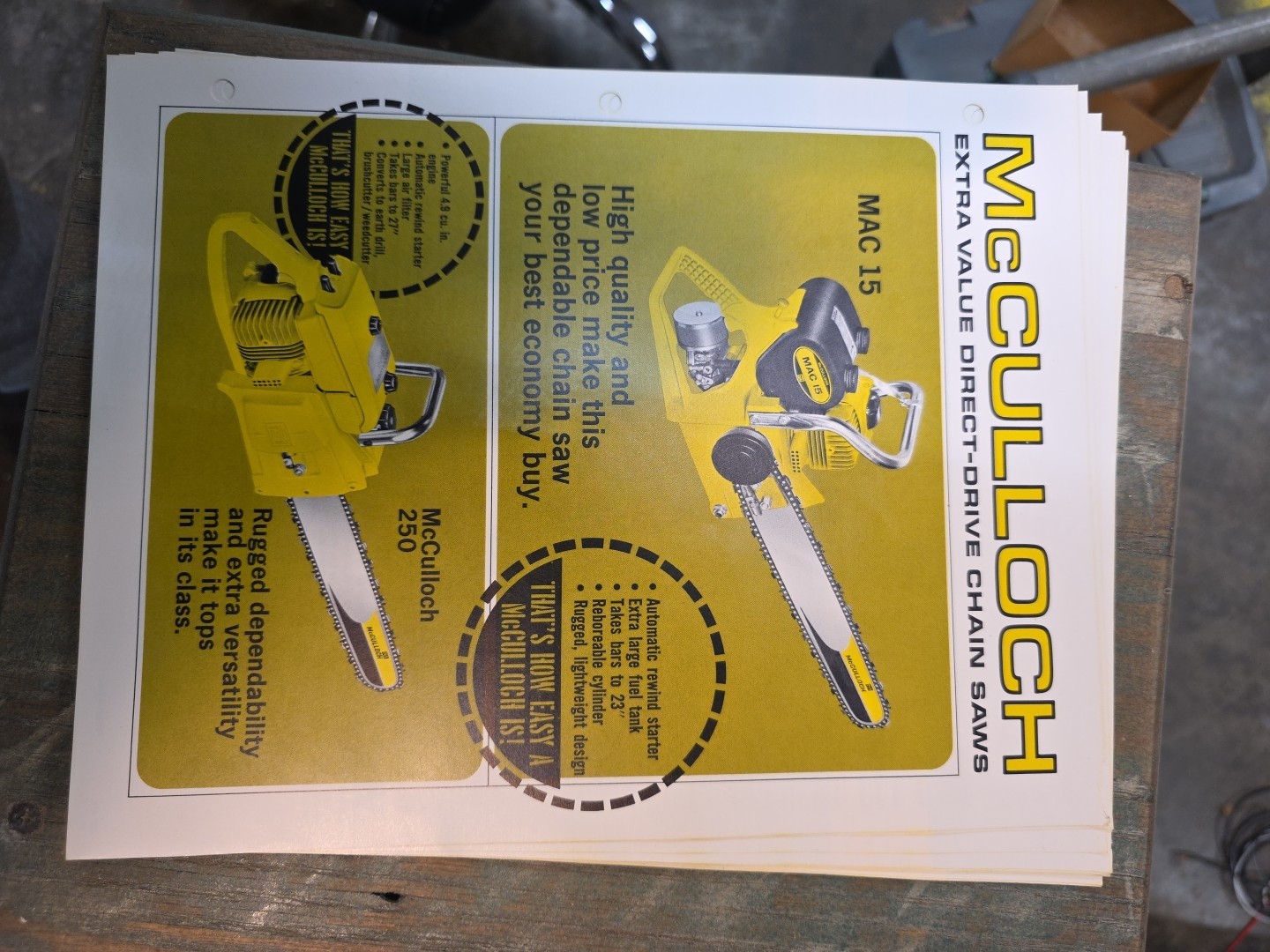Mcculloch Super Lightweight Direct Drives Mac 1-10 10-10 2-10 3-10E 2-10G Mac 15