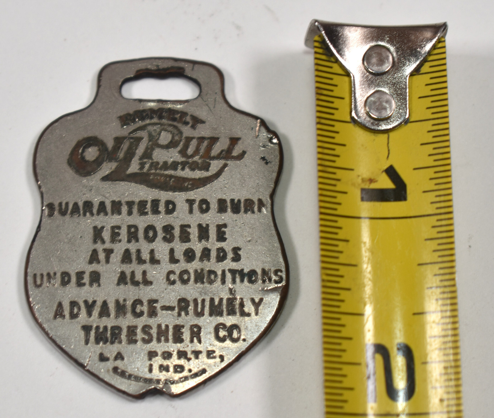 Vintage Advance Rumely Oil Pull Tractor Farm Tractor Advertising Watch Fob