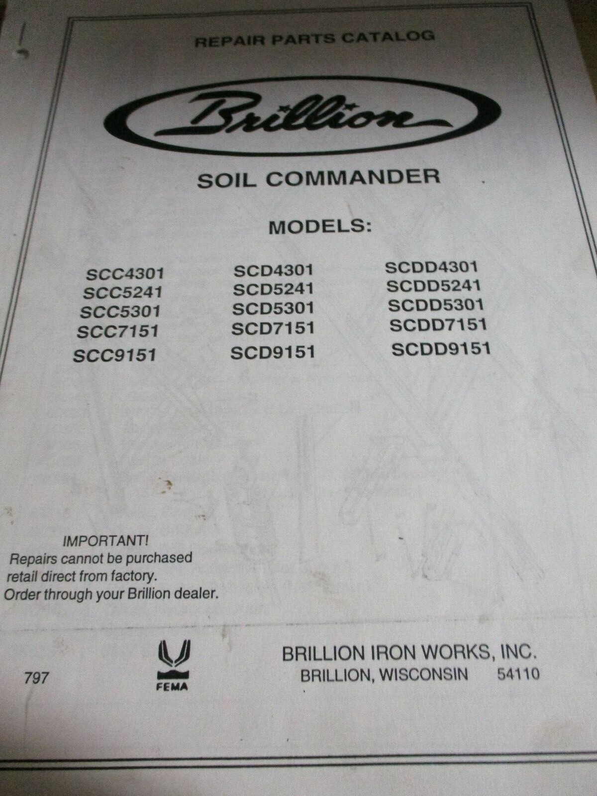Brillion Soil Commander SCC, SCD, SCDD Series Operator&rsquo;s Manual & Parts Catalog
