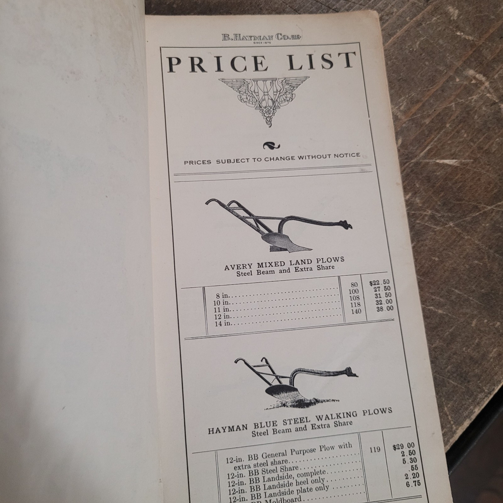 RARE Tractors Parts Price Catalog Agricultural Implements & Tools B. HAYMAN CO.