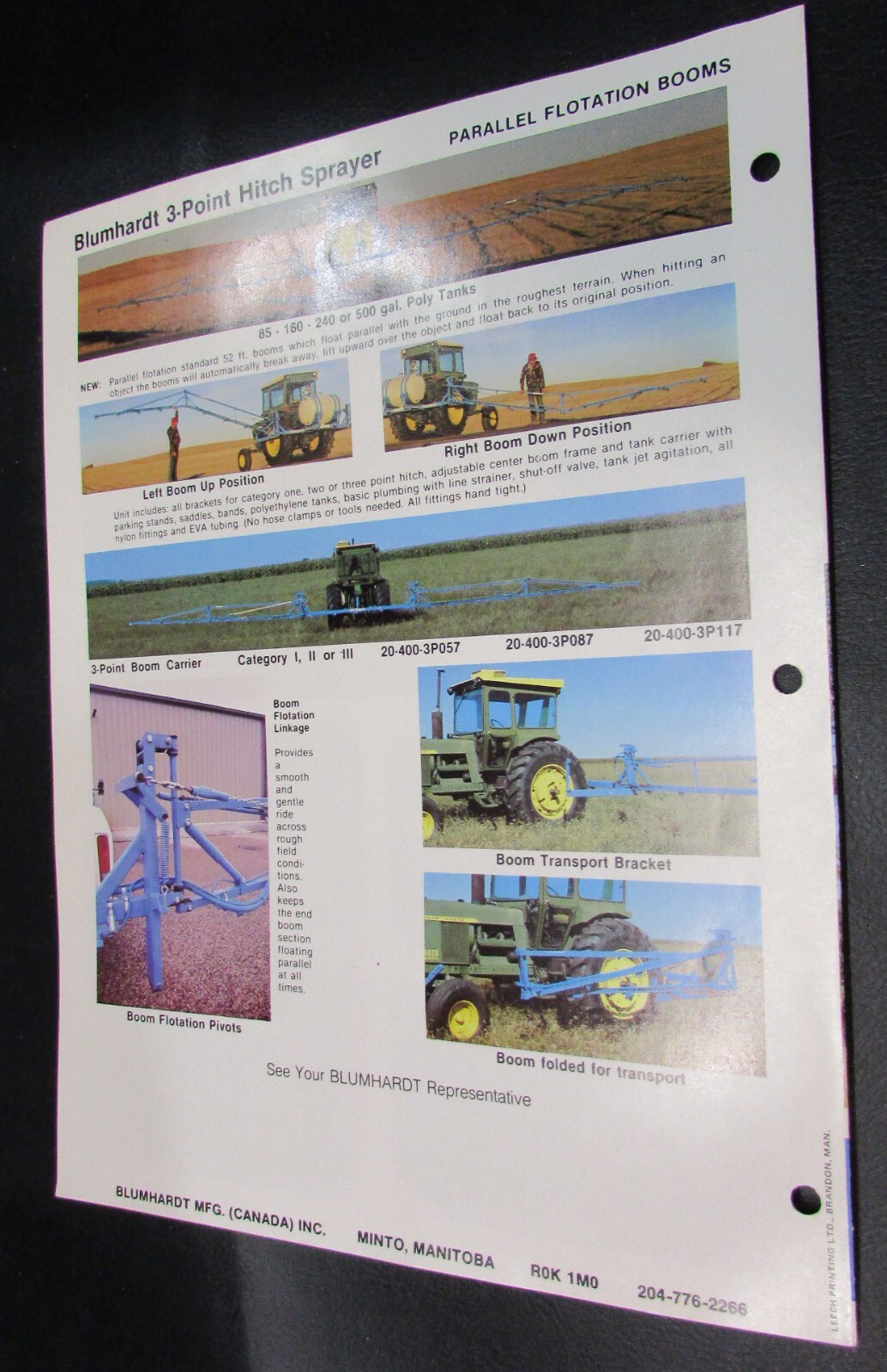 New Vintage 1970s Blumhardt Manitoba Canada Pickup Mounted Farm Sprayer Brochure