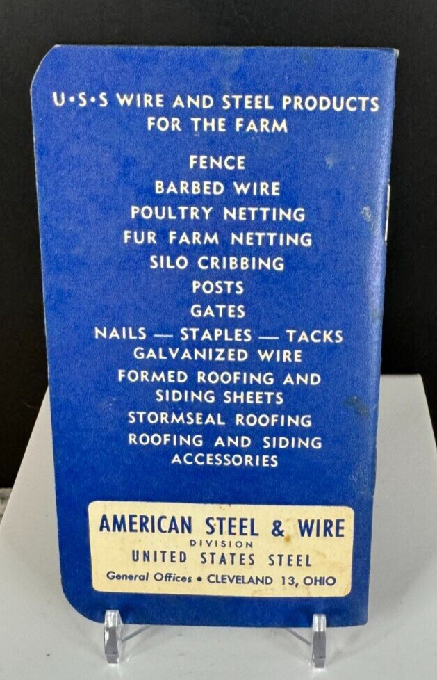 Vintage 1955 USS American Steel & Wire Hammond Lumber Co. Hammond IL Memo Book
