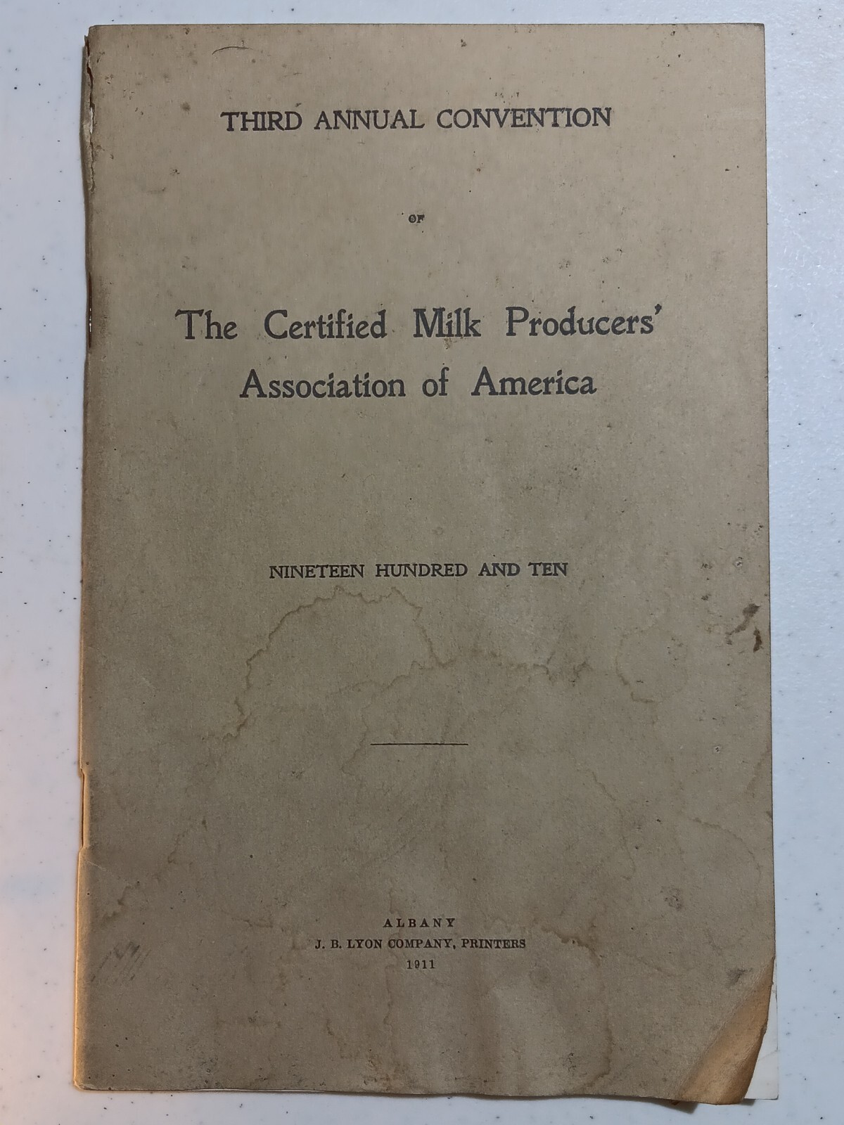 1910 Certified Milk Producers Association Convention Proceedings Book Dairy