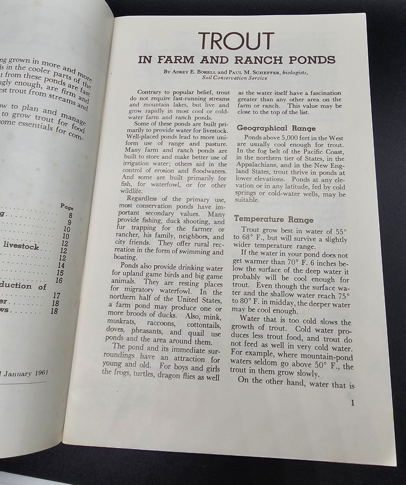 Trout In Farm & Ranch Ponds Farmers Bulletin Number 2154 U.S Department Ag 1961