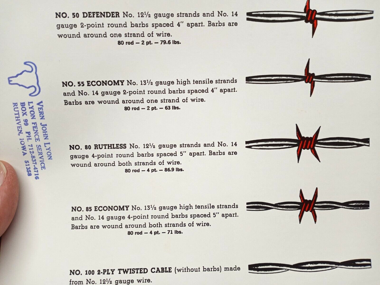 Vintage RED BRAND BARB WIRE AD Brochure