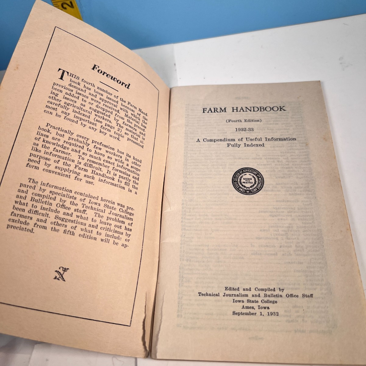 1932 Farm Handbook Compendium of Useful Info Full Indexed.