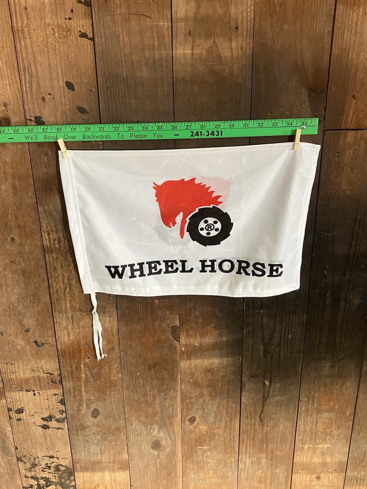 Vintage Wheel Horse Dealer Banner White Dbl sided NOS