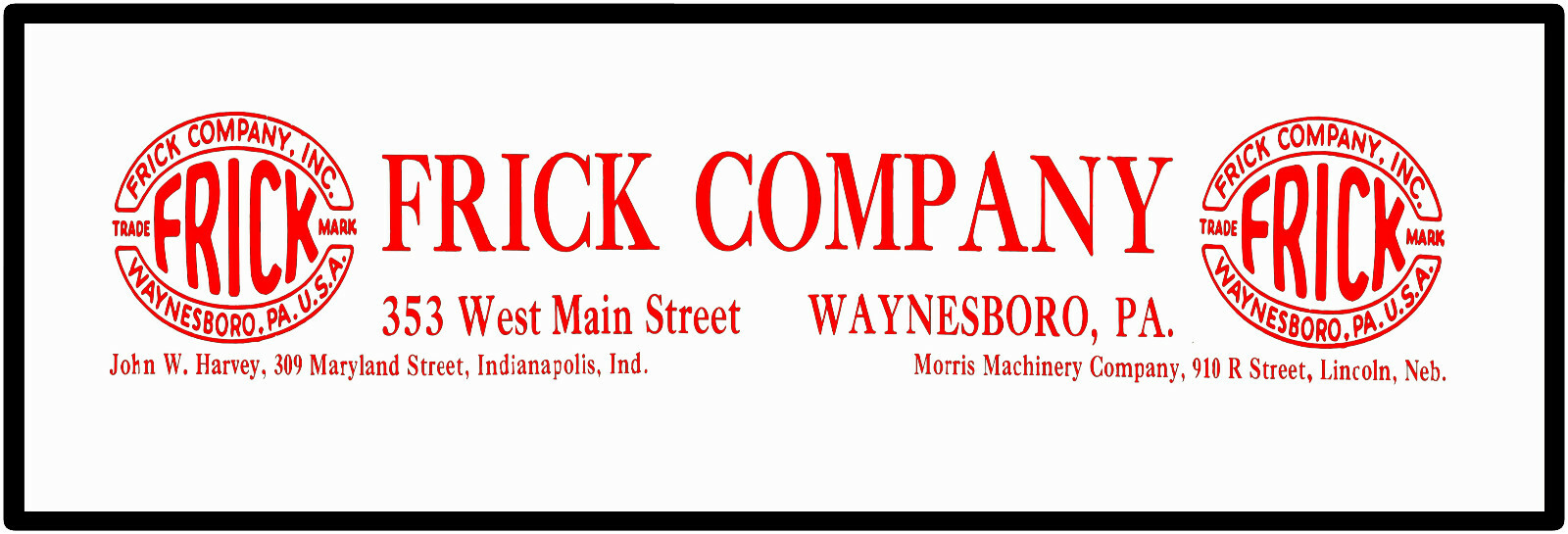 Frick Company Machinery & Tractors Marquee New Metal Sign: 6&Prime; x 18&Prime;