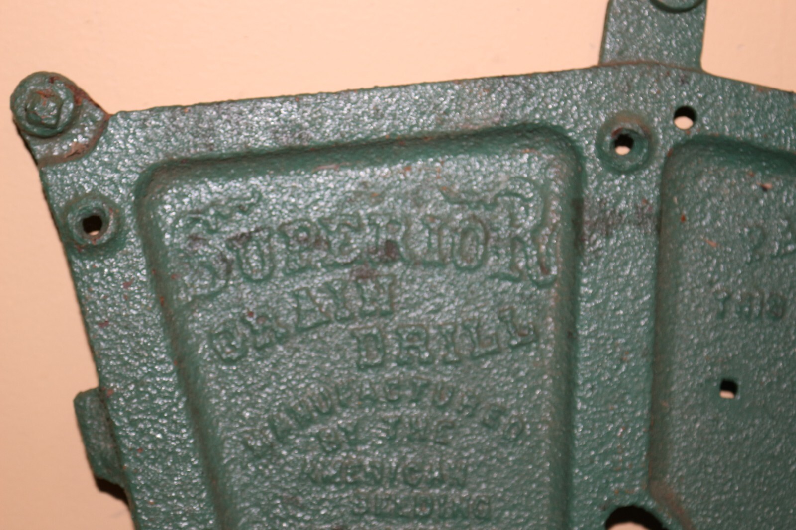 Antique Superior Grain Drill Corn Seed Planter Box End Cast Iron Farm Sign