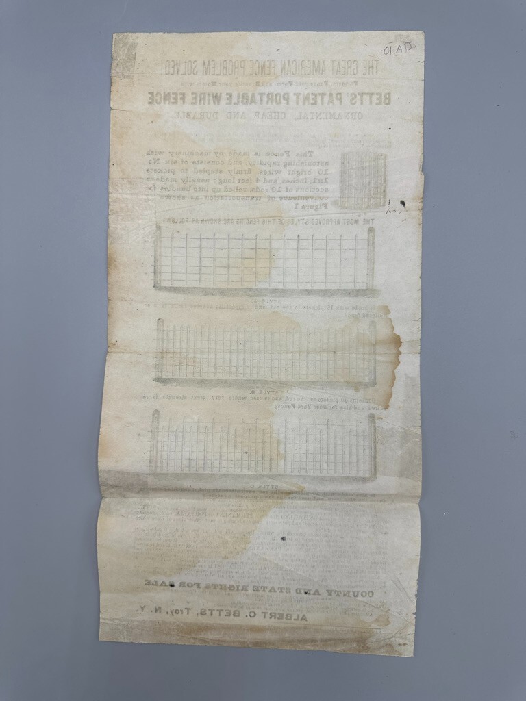 c 1900 Betts WIRE FENCE Farm Advertising TROY NY Circular