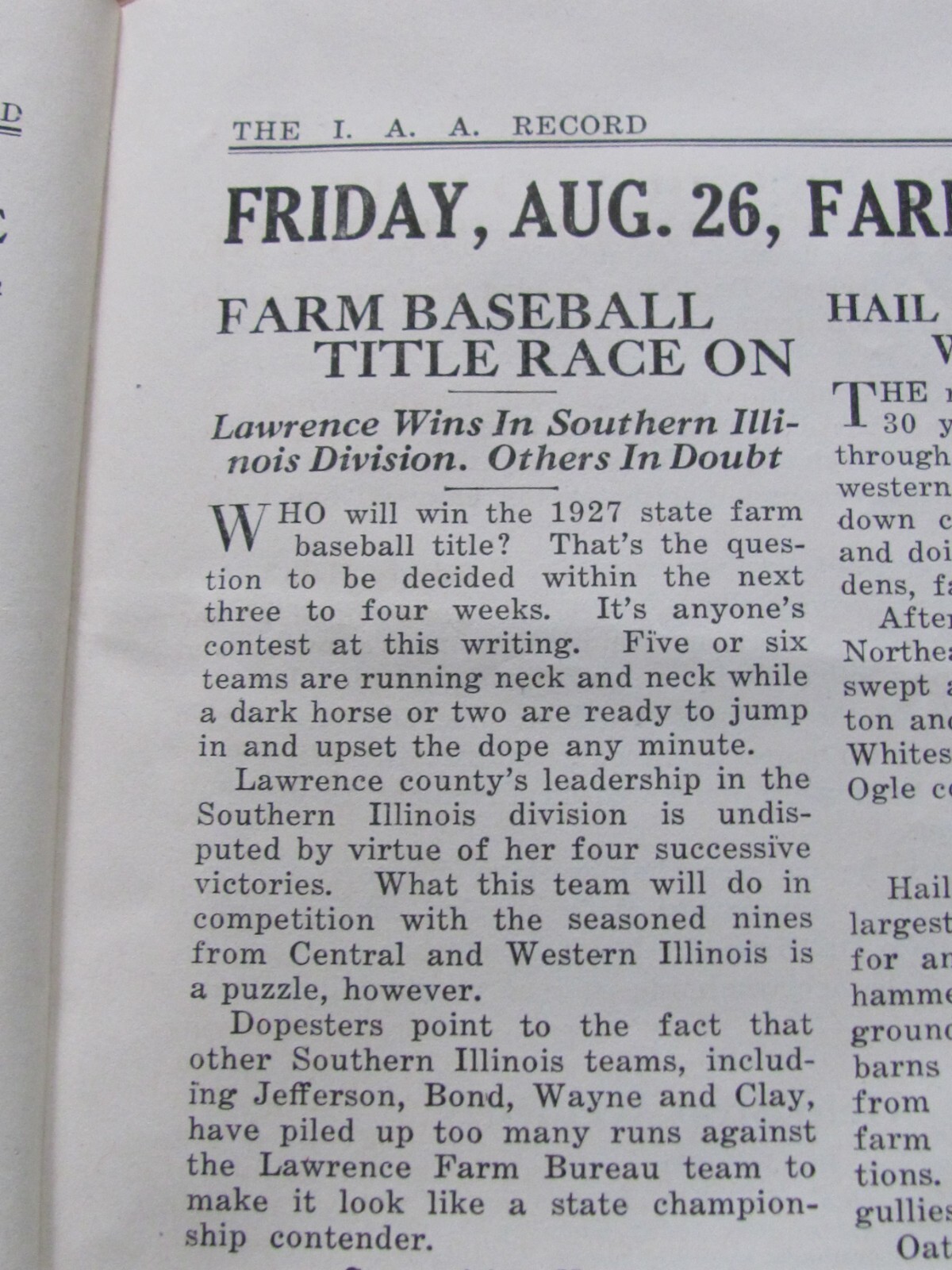 1927 ILLINOIS AGRICULTURE ASSOCIATION FARM BUREAU NEWSPAPER