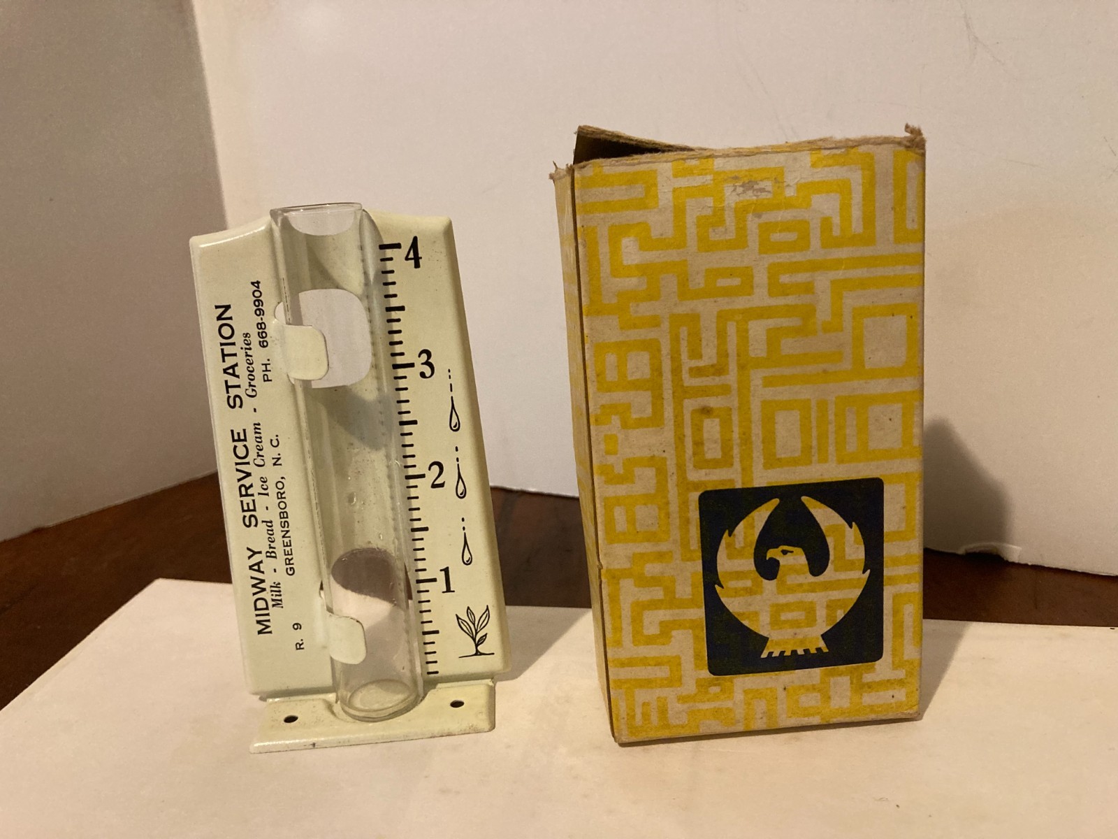 Vintage service station advertising Rain Gauge