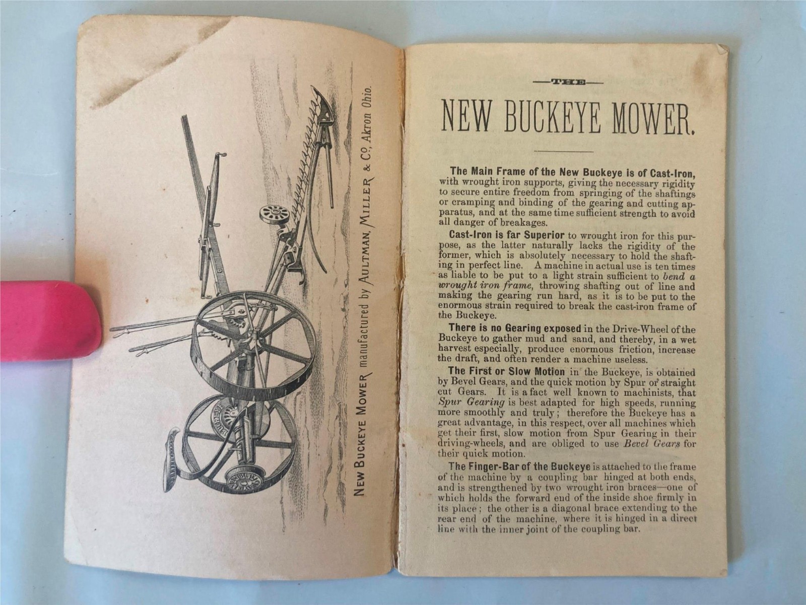ANTIQUE 1881 BUCKEYE MOWER TABLE RAKE REAPER SELF BINDING HARVESTER WINTERSET IA