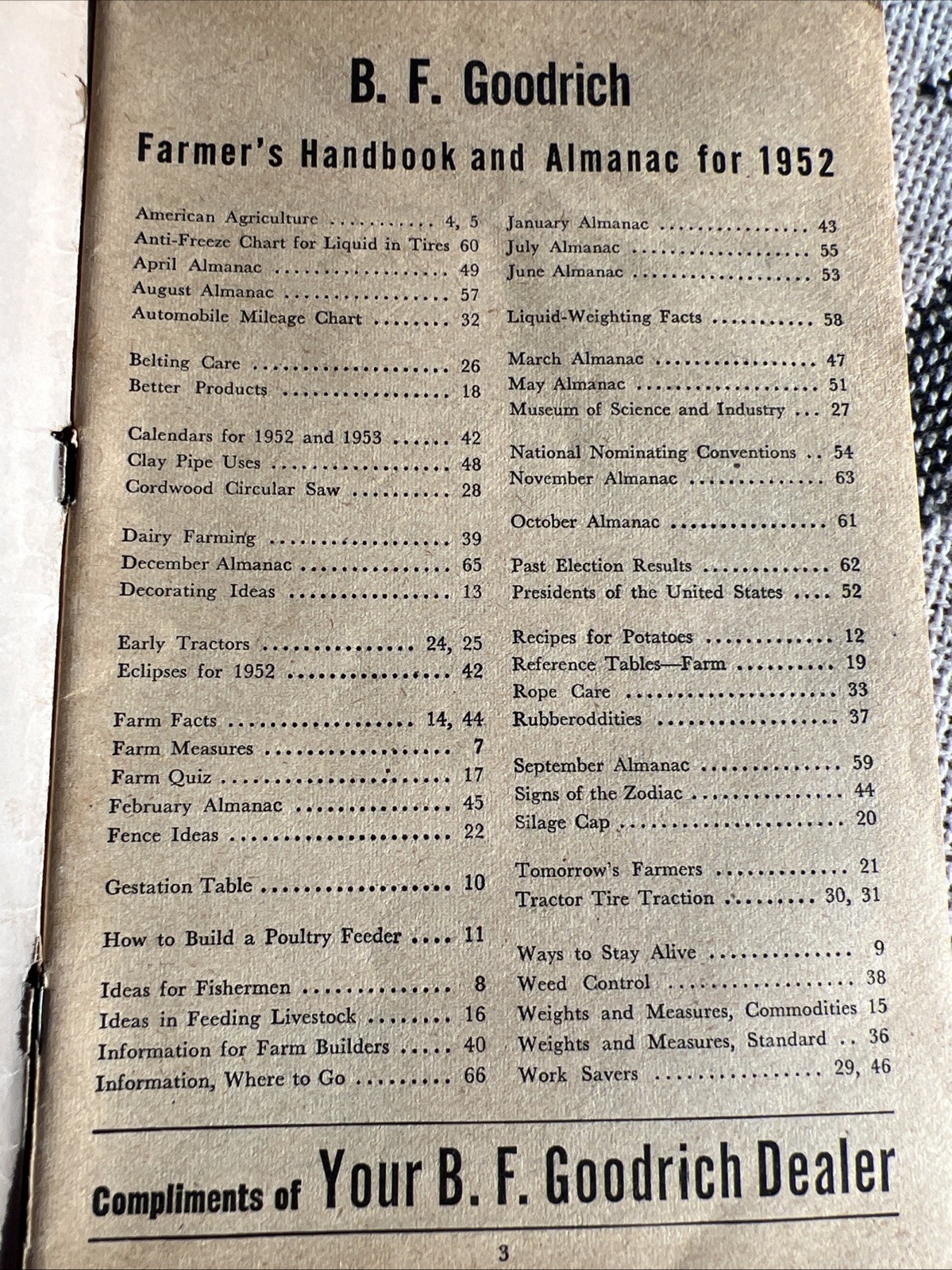 B F Goodrich Farmers Handbook And Almanac
