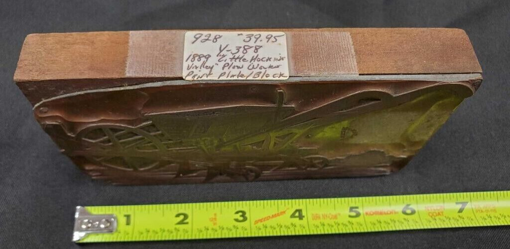1889 McKay & Co. « Little Hocking Valley » Plow Works copper Print Plate / Block