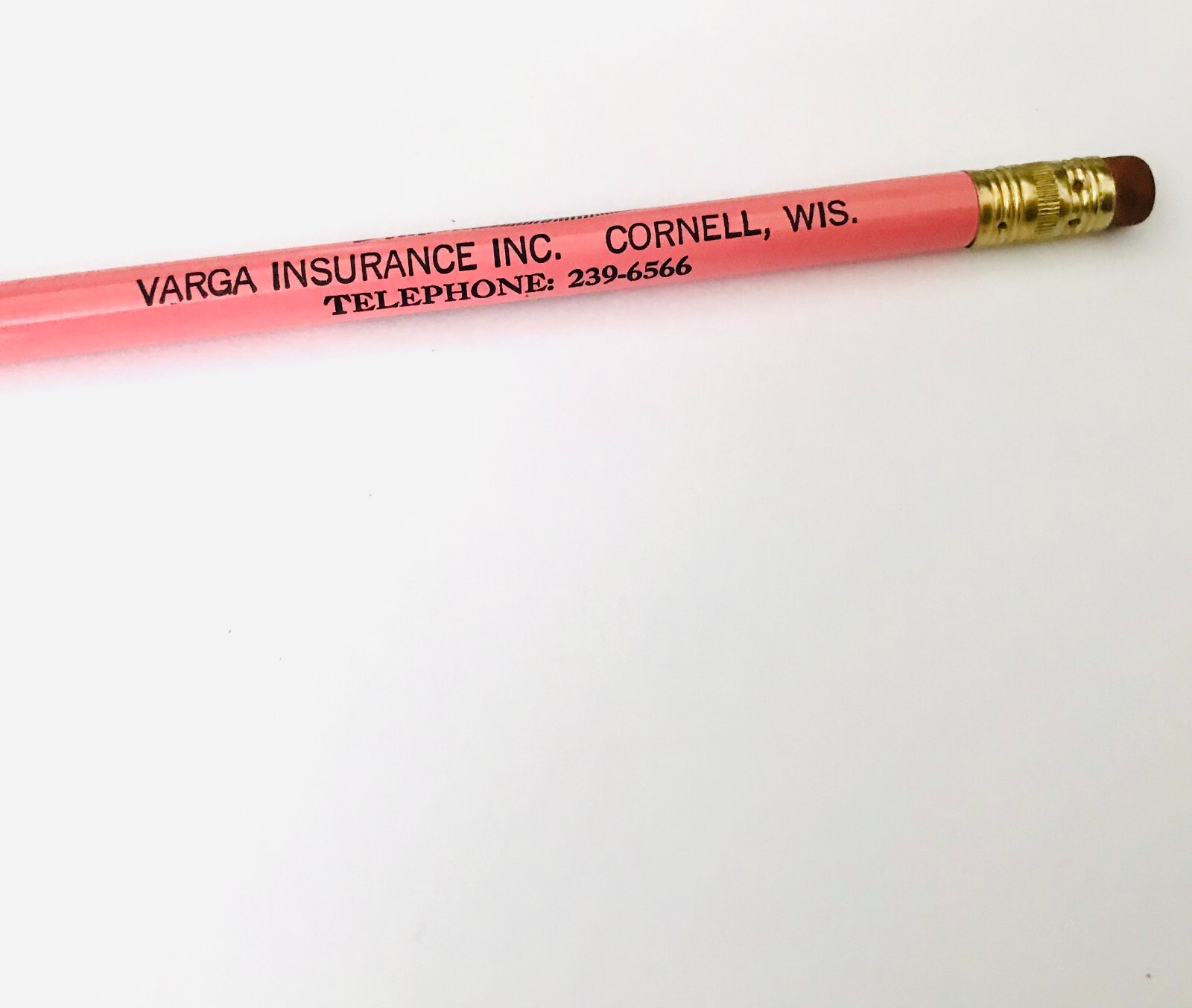 Vtg Farmers Mutual Hail Insurance Co. Varga Insurance Cornell WI Promo Pencil