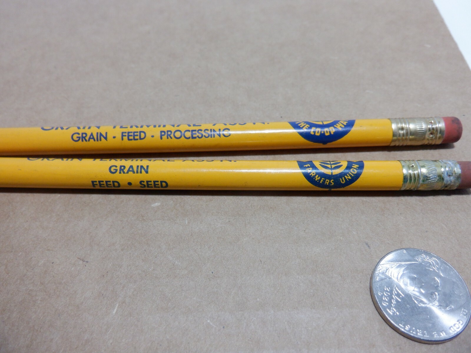 VINTAGE FARMERS UNION GRAIN TERMINAL ASS&rsquo;N GTA PENCILS DIFFERENT UNSHARPENED NOS