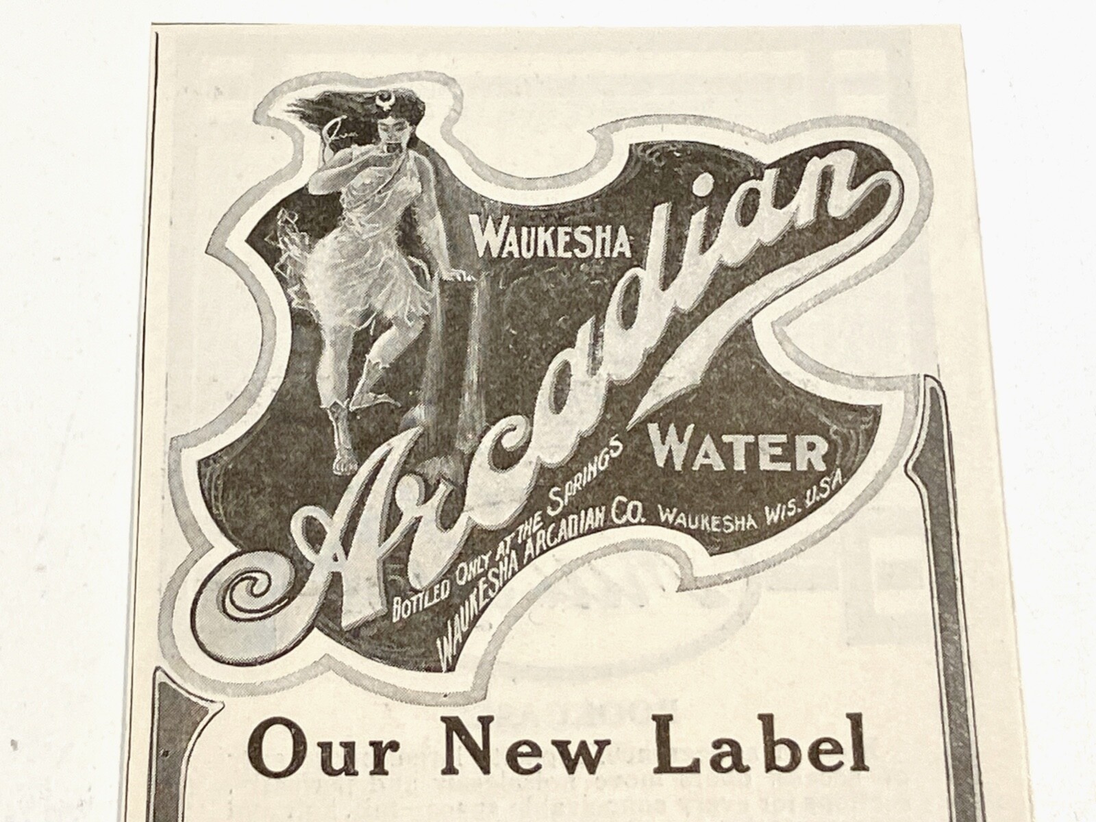 early 1900s print Ad Waukesha Arcadian Water WISCONSIN