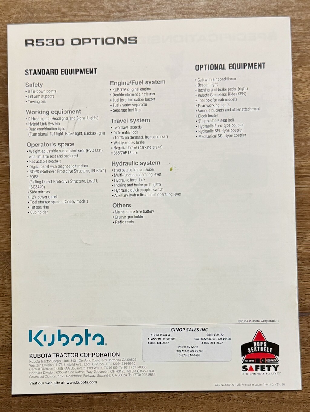KUBOTA R530 Wheel Loader Brochure Brochure