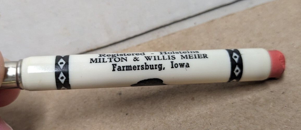 Vintage Rosedale Farm Holsteins Milton Willis Meier Farmersburg IA Bullet Pencil