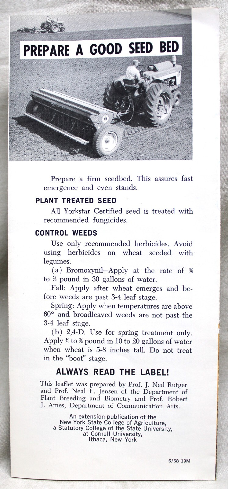 YORKSTAR WHEAT FARMING AGRICULTURE ADVERTISING SALES BROCHURE 1968 VINTAGE