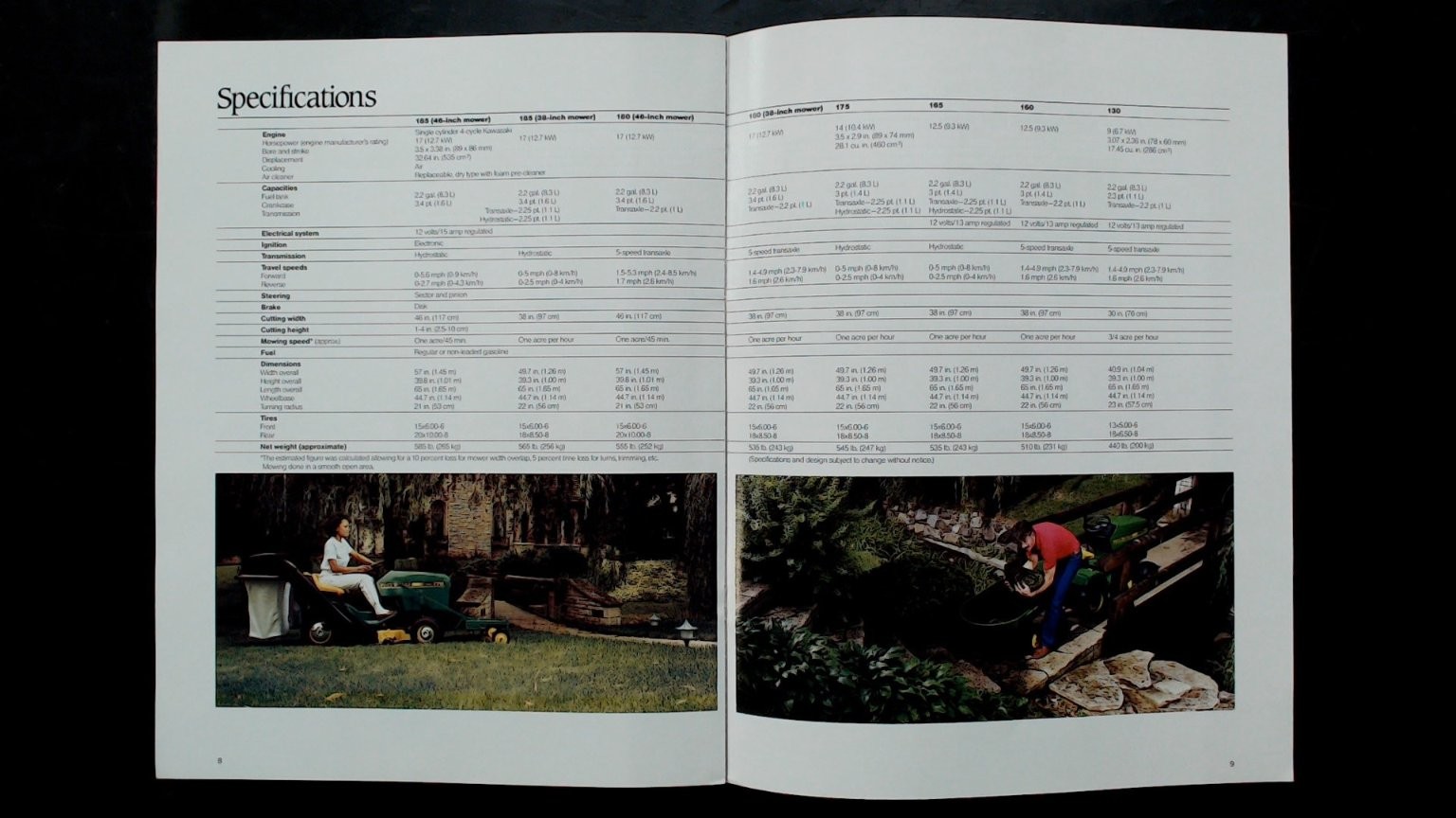 John Deere Lawn Tractors Vintage Brochure Safety Specs 1987