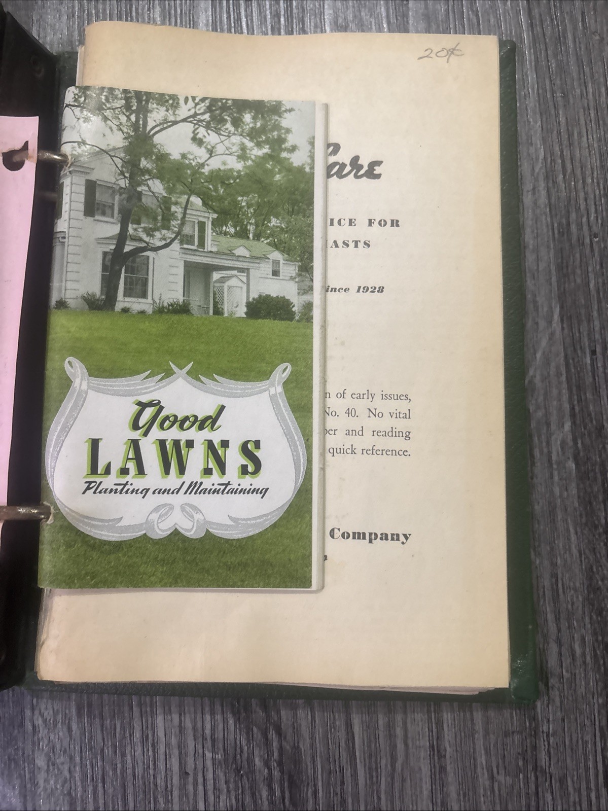 Vintage Scotts Lawn Care Binder w/Quarterly Bulletin Inserts O M Scott & Sons Co